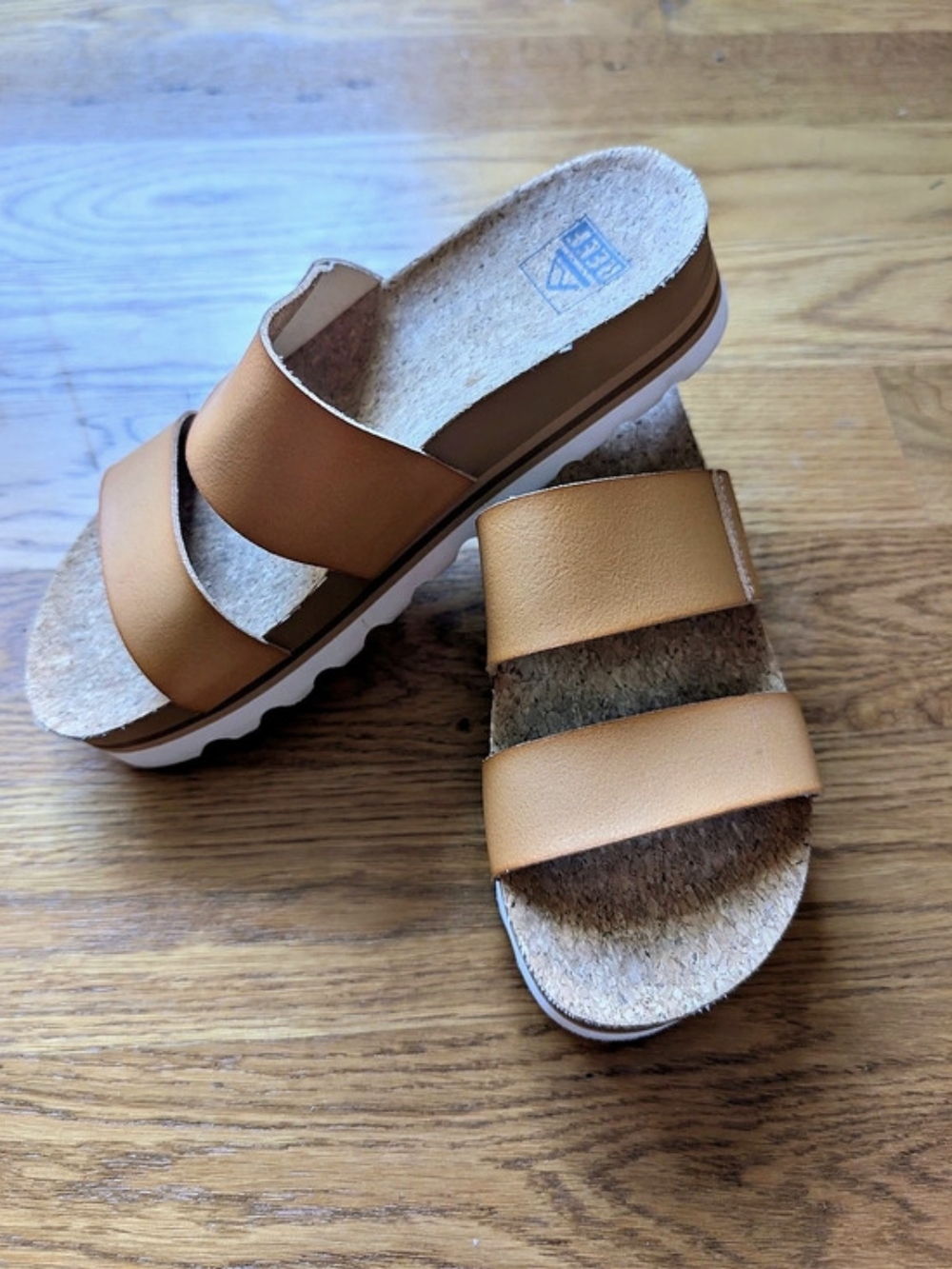 Reef Cushion Vista Hi Two-Strap Platform Sandals in Cognac Size 7